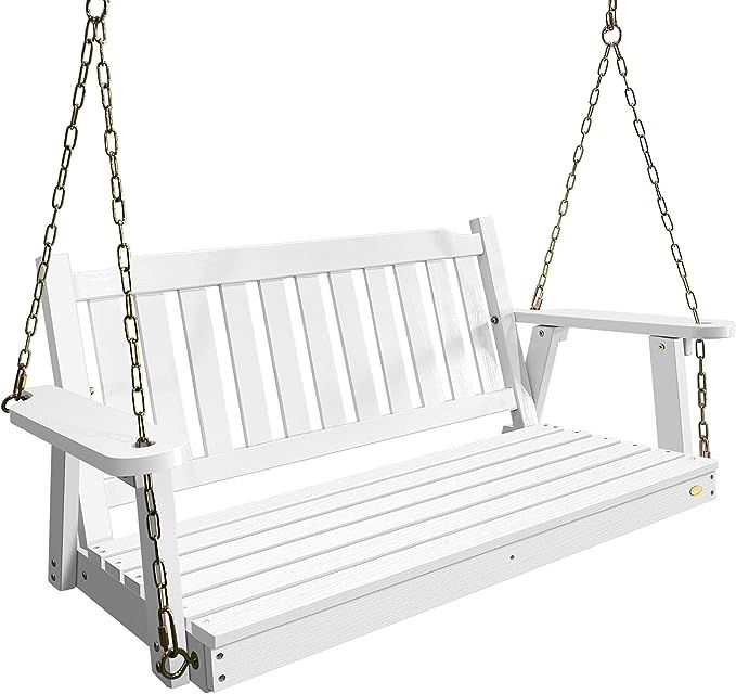 VIVOHOME Front Porch Swing with Armrests, Wood Bench Swing with Hanging Chains, Easy to Assemble,... | Amazon (US)