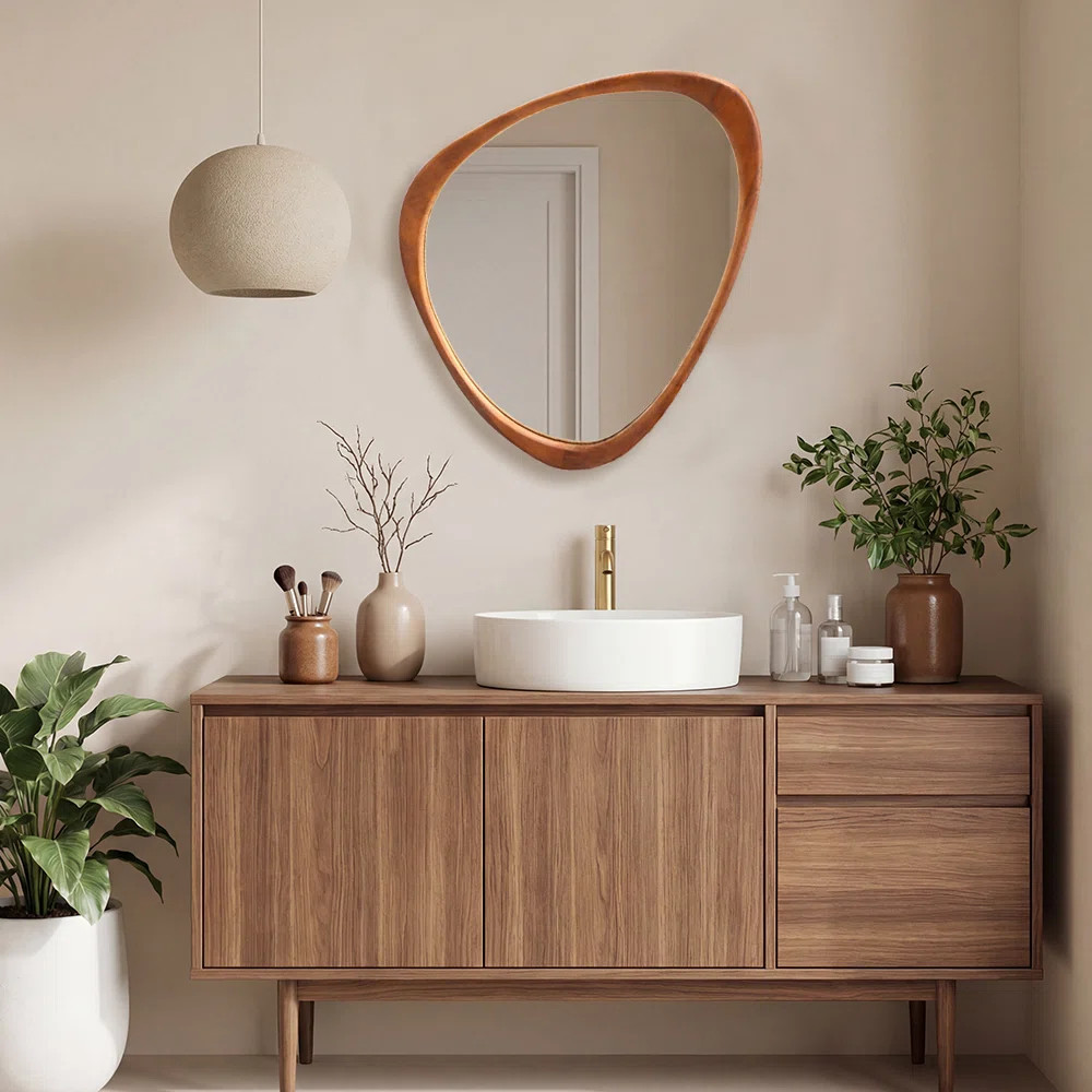 Asymmetrical Wood Framed Accent Wall Mirror | Wayfair North America