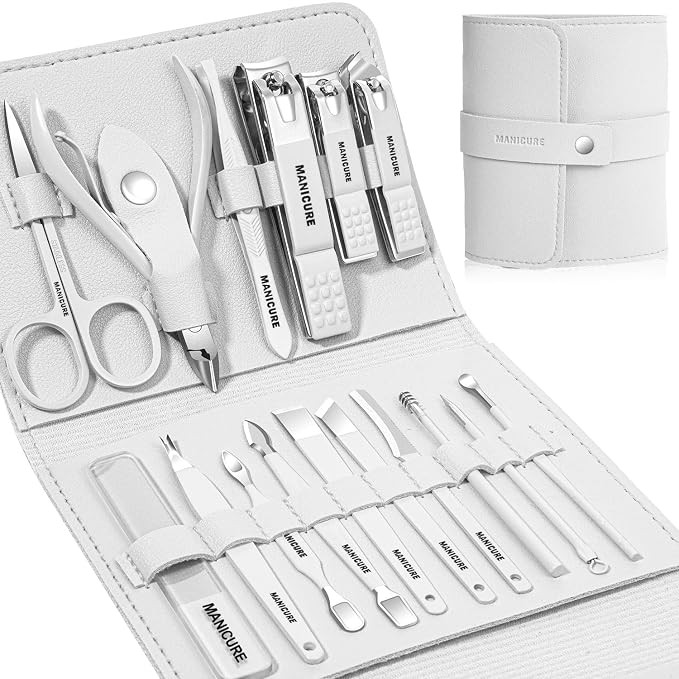Manicure Set Professional Nail Clippers Pedicure Kit, 16 pcs Stainless Steel Nail Care Tools Groo... | Amazon (US)
