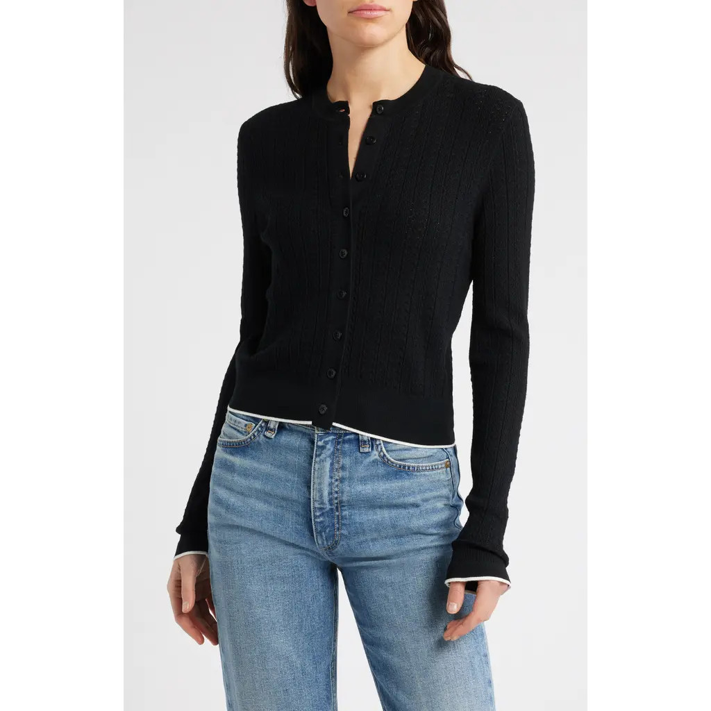 Madewell The Signature Open Knit Cardigan in Black at Nordstrom, Size Xx-Small | Nordstrom