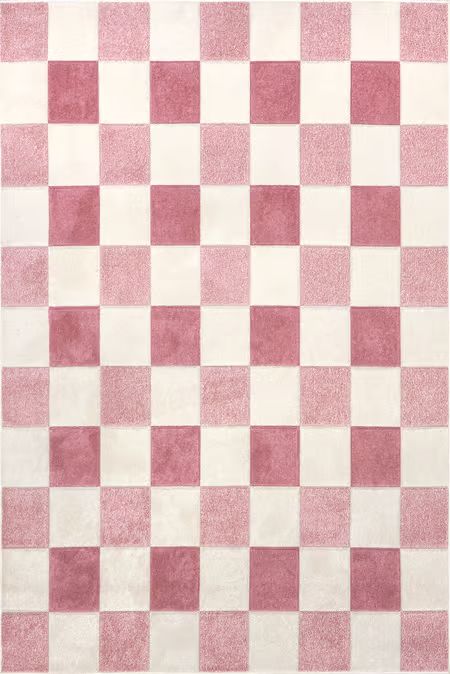 Pink Alexie Two-Tone Checkered 4' x 6' Area Rug | Rugs USA