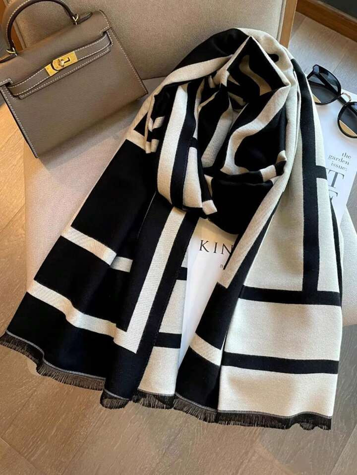 1 Peça Cachecol De Luxo Preto Para Mulheres, Envoltório Quente Para O Pescoço No Estilo Corean... | SHEIN