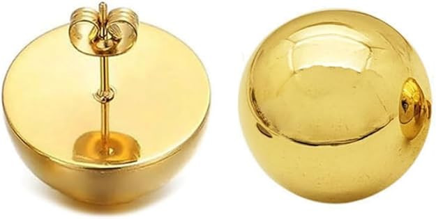 Stainless Steel Gold Button Earrings for Women – Half Ball Round Dome Studs – High Polished 1... | Amazon (US)