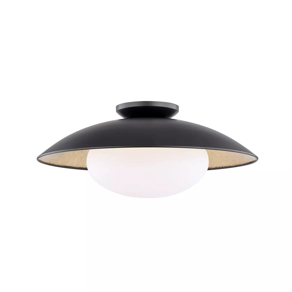 Mitzi Cadence 1 - Light Semi-Flush Mount in  Black Lustro/Gold Leaf Combo Opal Matte Glass Shade ... | Target