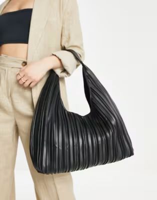 ASOS DESIGN pleated oversized tote bag in black | ASOS (Global)