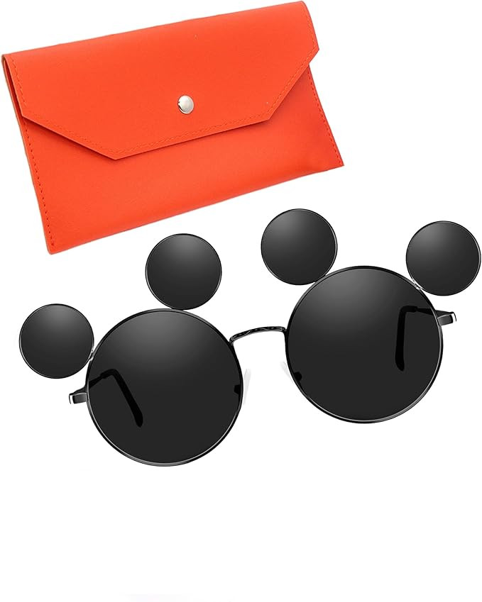 Mouse Ears Sunglasses for Women Men, Black Cartoon Sun Glasses, Theme Park Accessories, UV Protec... | Amazon (US)