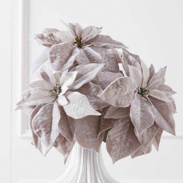 Velvet Poinsettia Stem - Set of 3 | Z Gallerie