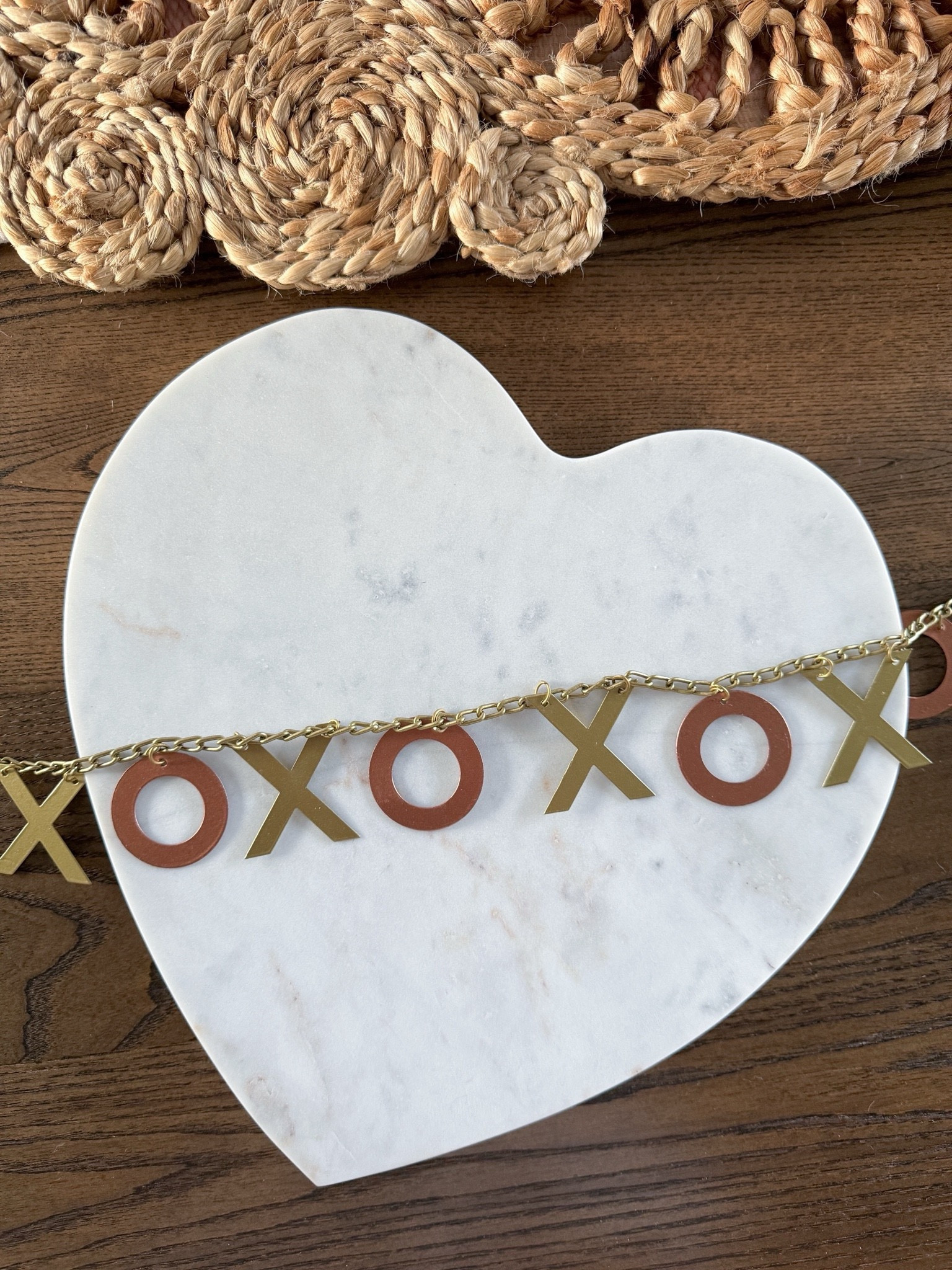 Large marble heart cheeseboard & matte gold + copper “XO” chain garland 

(Quality over Quantity: Returned the wood Target wooden heart serving tray + trivet & got this one. It’s larger, much better quality & longevity.) 

Valentine’s Day Decor - Valentines Day - Neutral Aesthetic 


#LTKHome #LTKParties #LTKSeasonal