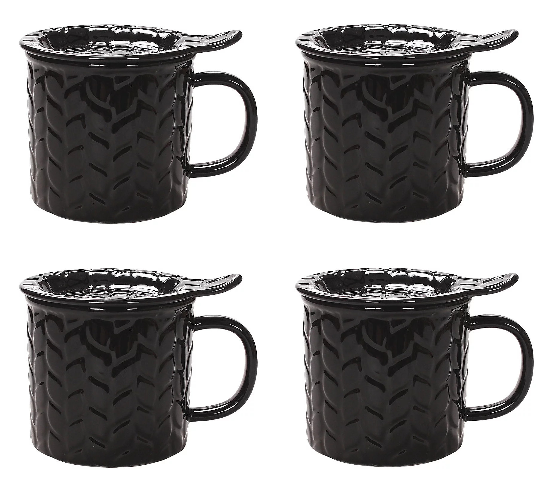 As Is Temp-tations Carved Willow Set of (4) 24-oz Mega Mugs | QVC