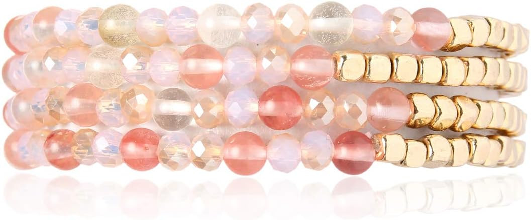 RIAH FASHION Delicate Boho Beaded Multi Layer Versatile Statement Bracelets - Stackable Stretch S... | Amazon (US)