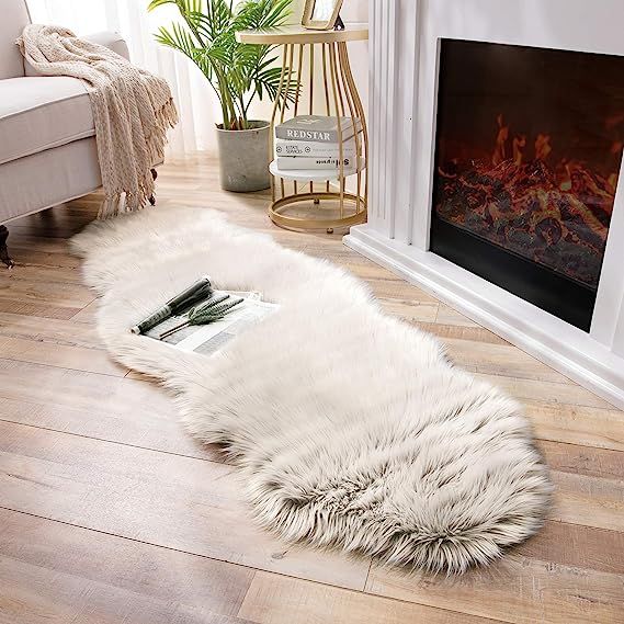 Ashler Soft Faux Sheepskin Fur Chair Couch Cover Area Rug Bedroom Floor Sofa Living Room Light Co... | Amazon (US)