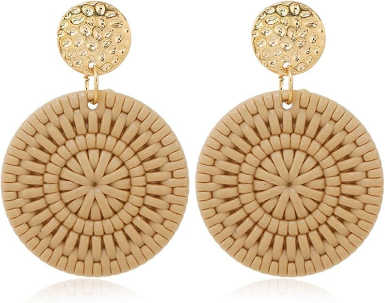 Knotted Rattan Geometric Tassel Woven Boho Acrylic Dangle Earrings Handmade Lightweight Straw Wic... | Amazon (US)