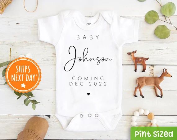 Personalized Last Name Announcement Baby Onesie®  Pregnancy - Etsy | Etsy (US)