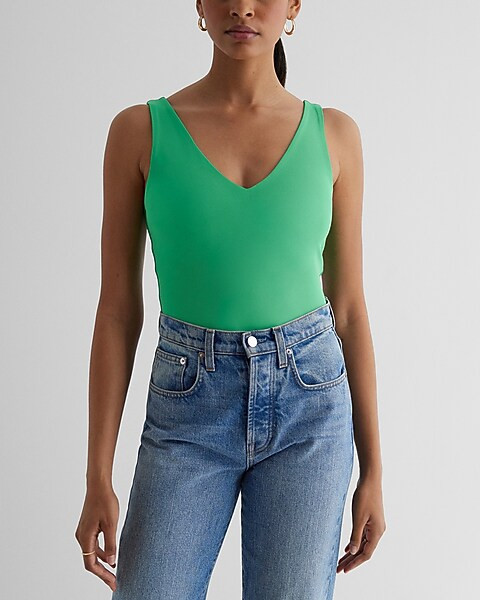 Body Contour High Compression Double V-Neck Tank | Express