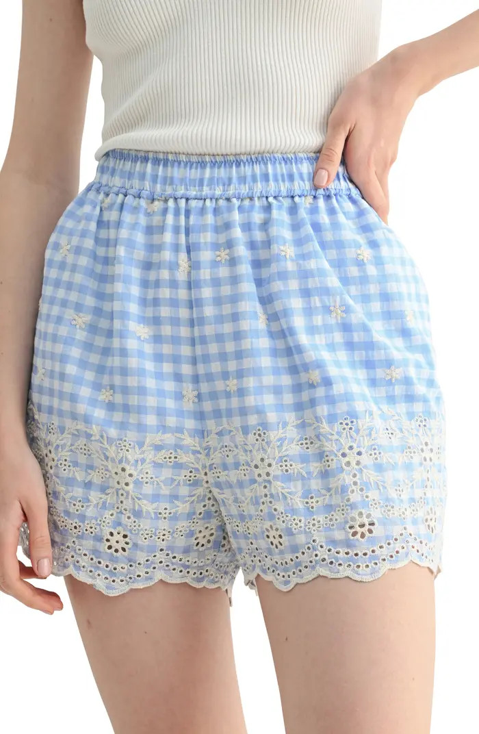 Lush Gingham Eyelet Scallop Shorts | Nordstromrack | Nordstrom Rack