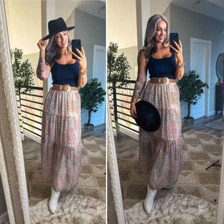 Country concert look! Throw on some sandals for any occasion! Wearing size M in skirt and top.

#LTKOver40 #LTKStyleTip #LTKSeasonal
