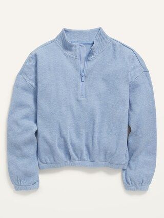 Textured Waffle-Knit Quarter-Zip Sweatshirt for Girls | Old Navy (US)