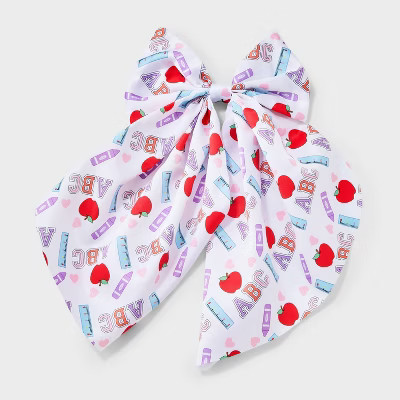 Teacher Ruler Apple ABC Print Hair Bow Clip - Multicolor | Target