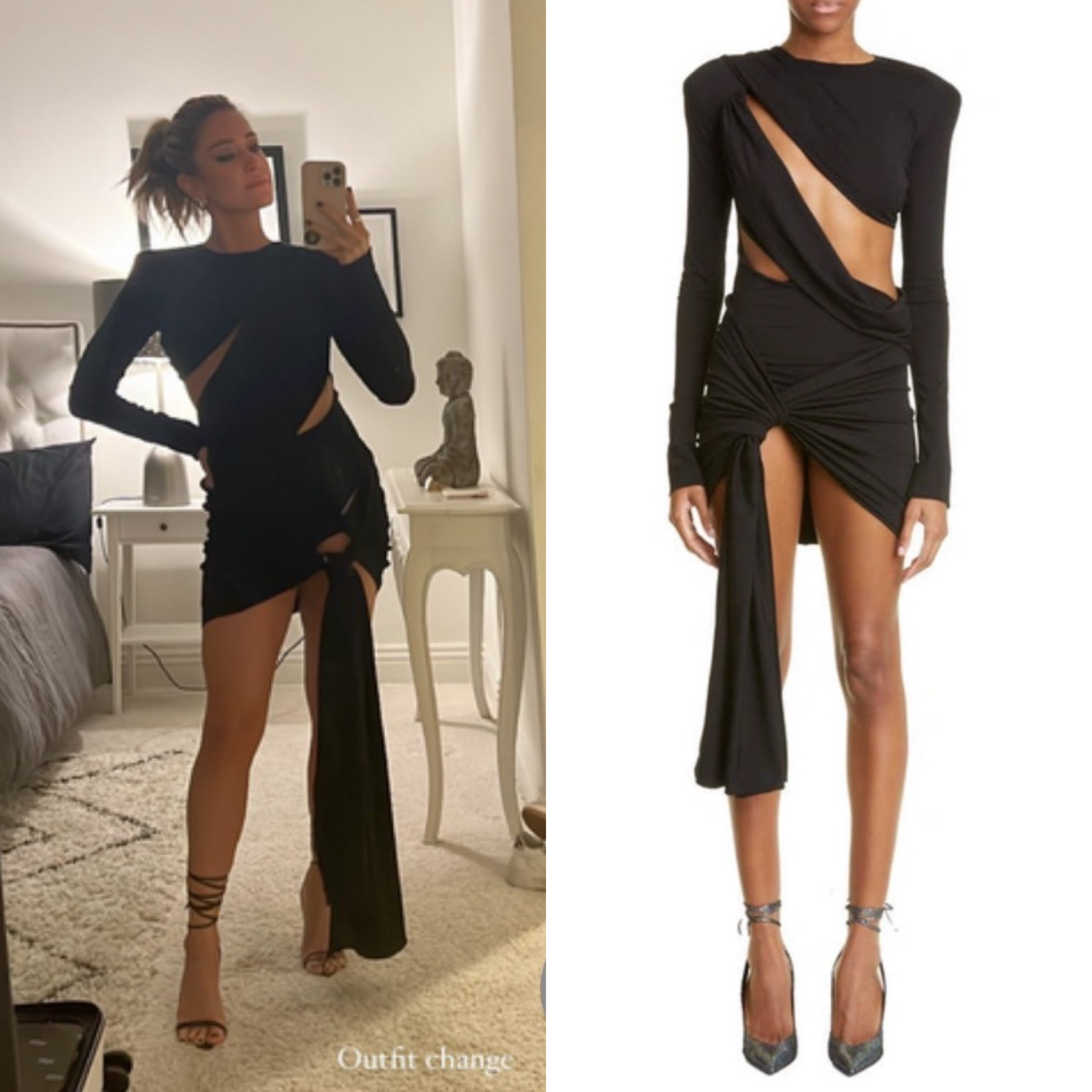 Cutout Cav // Get Details On Kristin Cavallari’s Black Cutout Draped Dress With The Link In Our Bio 📸= @kristincavallari #KristinCavallari 