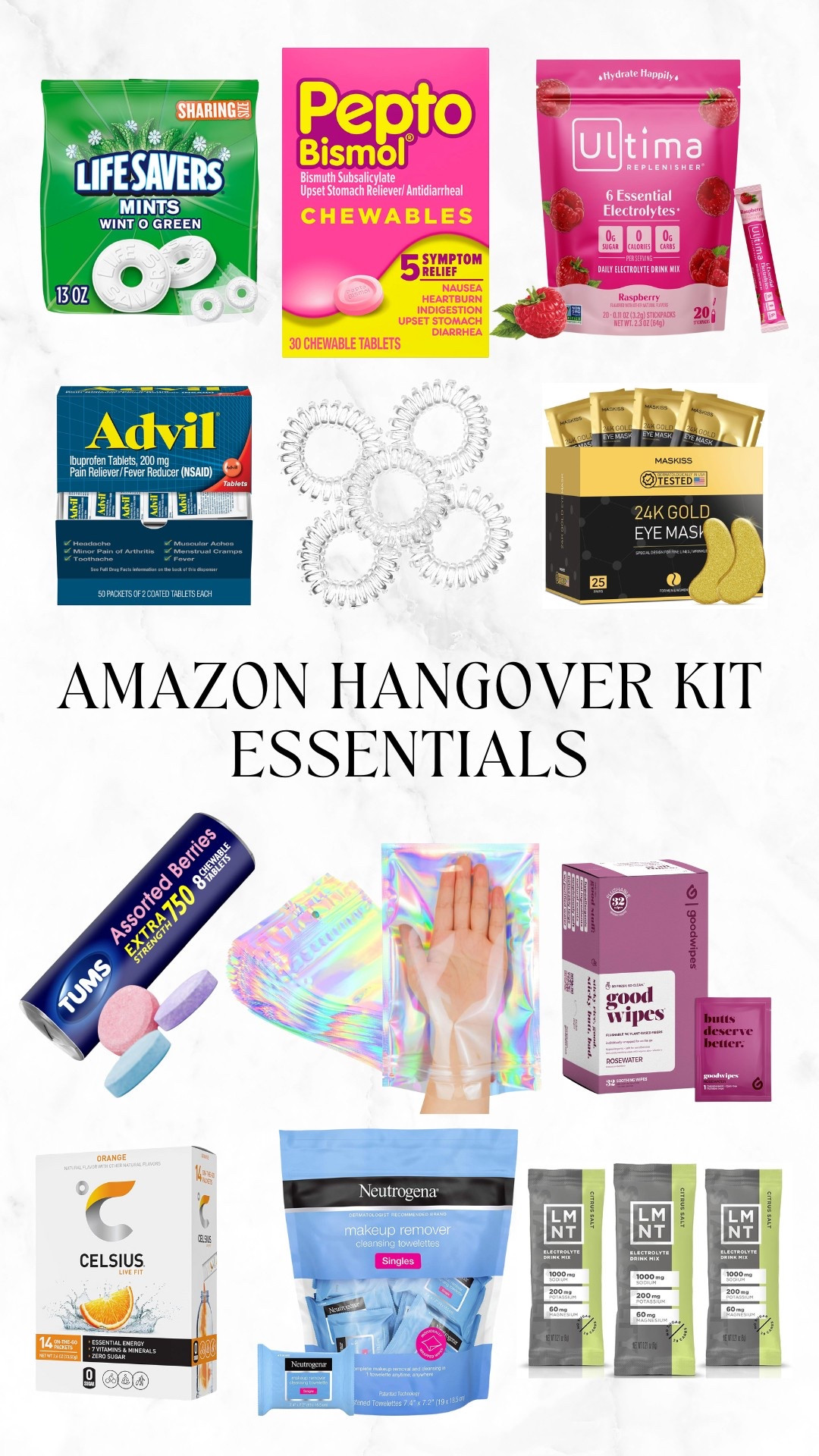 Save the girls weekend with the ultimate bachelorette party hangover kit! From Amazon must-haves like Advil, mints, hair ties, and electrolyte packets to a much-needed Celsius boost—this kit has everything to rally the bride squad! 
#BacheloretteParty #HangoverKit #GirlsWeekend #AmazonFinds

#LTKFindsUnder50 #LTKTravel #LTKWedding