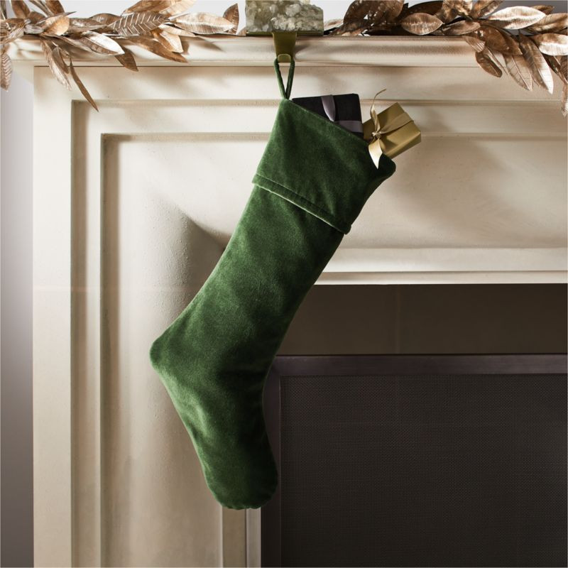 Flake Olive Velvet Stocking | CB2 | CB2