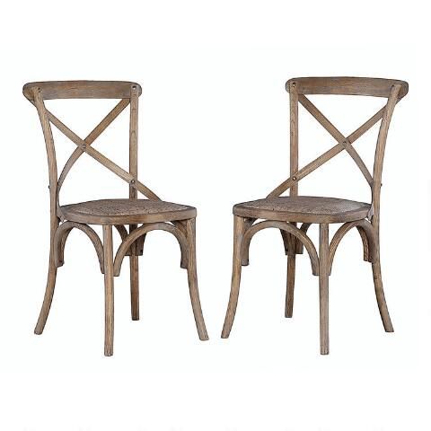 Syena Gray Wood and Rattan Side Chair Set of 2 | World Market
