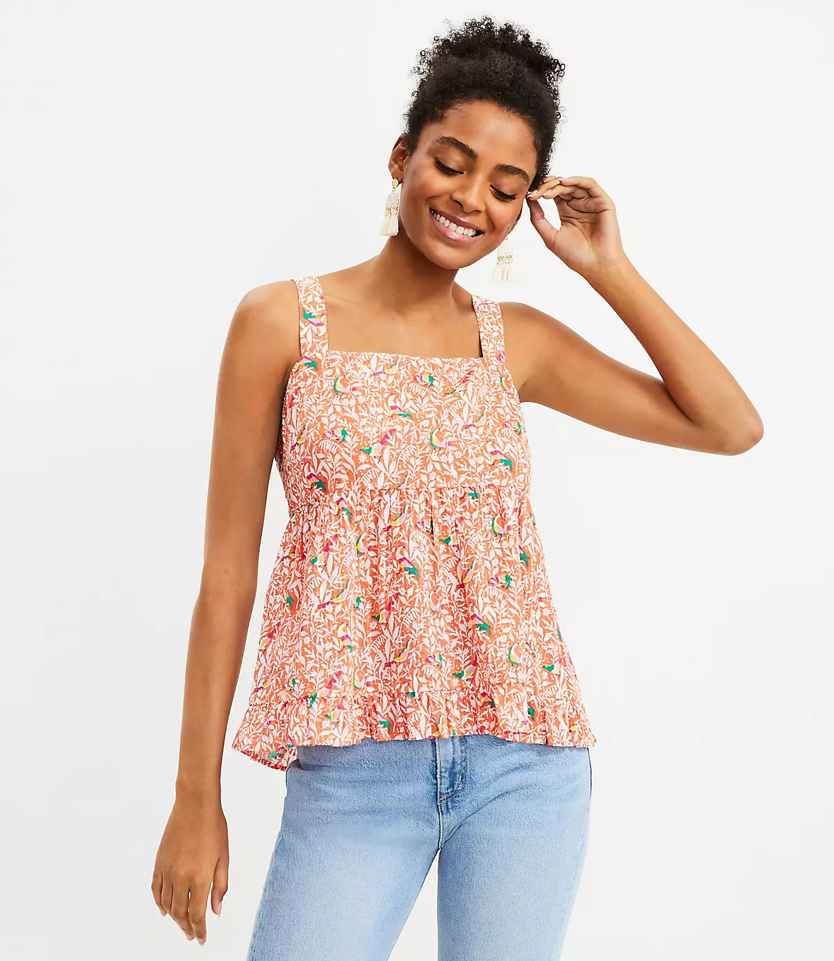 Bird Tie Back Peplum Cami | LOFT