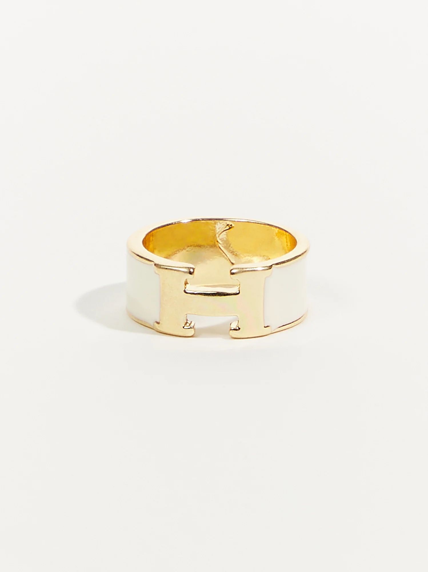 H Enamel Band Ring in Gold | Altar'd State | Altar'd State
