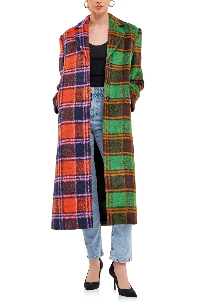 English Factory Colorblock Plaid Trench Coat | Nordstrom | Nordstrom