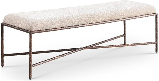 Pemberly Row Modern/Contemporary Soft Beige Chenille Fabric Bench | Amazon (US)