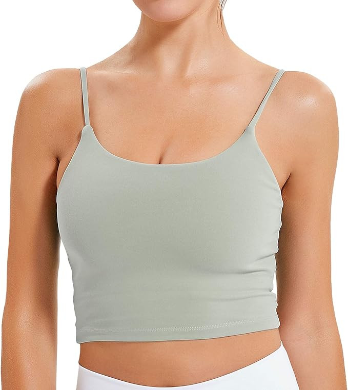 Lavento Women's Longline Sports Bra Yoga Cami Tank Top with Built in Bra | Amazon (US)