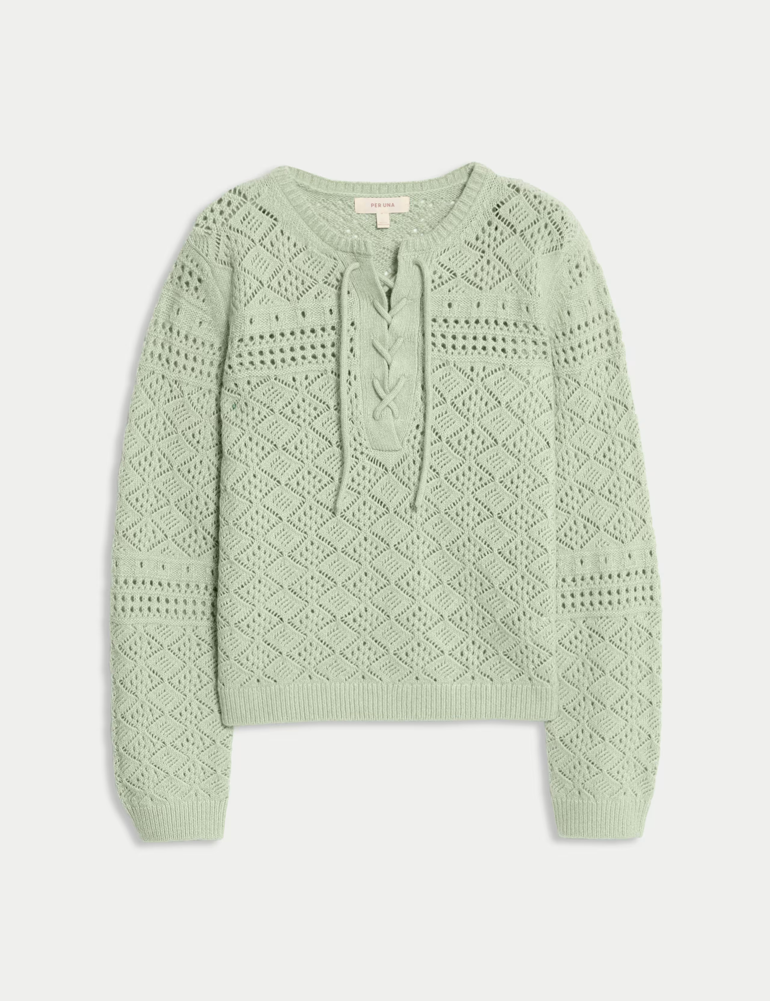 Cotton Blend Pointelle Tie Neck Jumper | Marks & Spencer (UK)