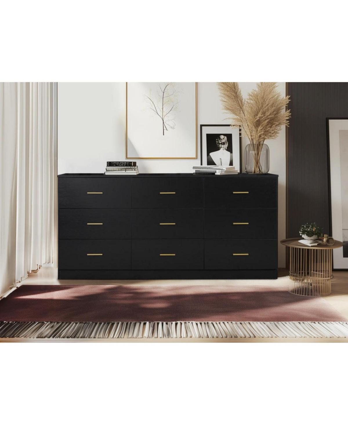 Streamdale Black 9-Drawer Dresser - Modern Bedroom Storage - Black | Macy's