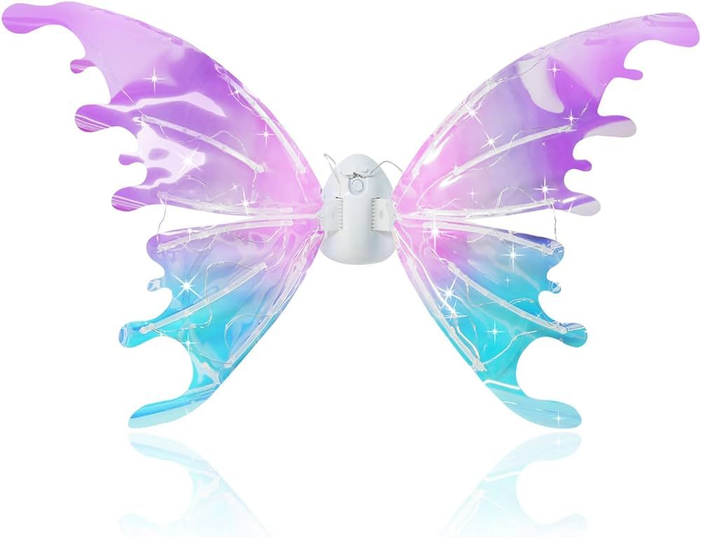 ATHLERIA Light Up Fairy Wings for Girls,DIY Butterfly Angel Wings Kids Costume for Halloween Chri... | Amazon (US)