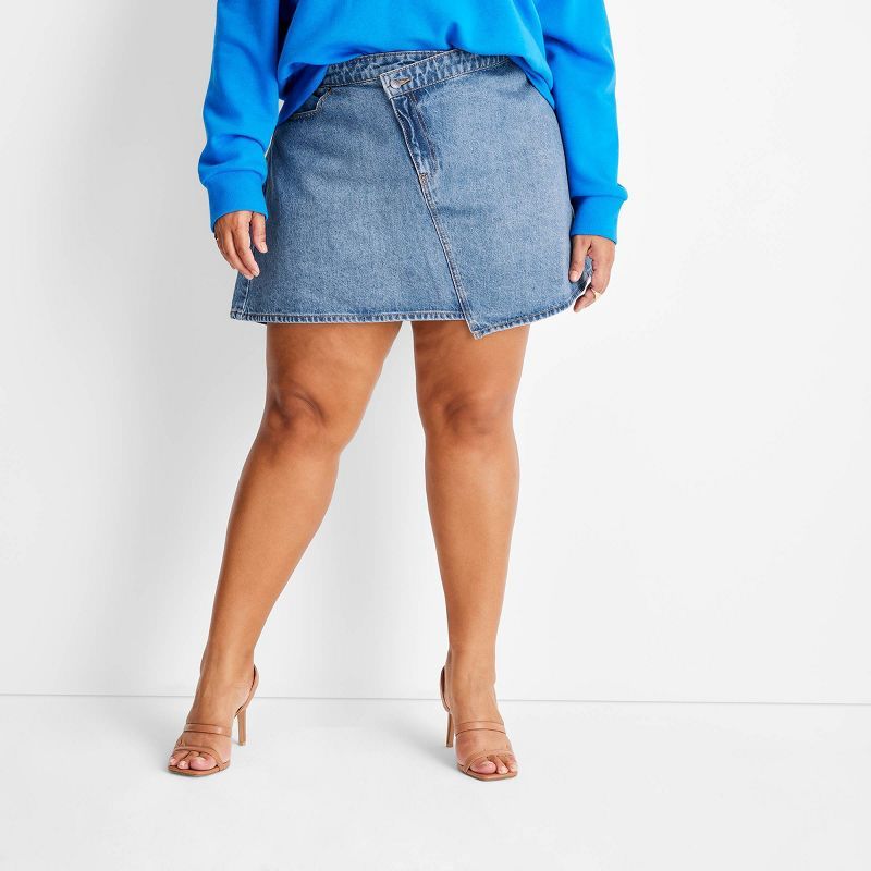 Women's Asymmetrical Mini Jean Skirt - Future Collective™ with Kahlana Barfield Brown | Target