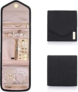 Amazon.com: BAGSMART Travel Jewelry Organizer Case Foldable Jewelry Roll for Journey-Rings, Neckl... | Amazon (US)