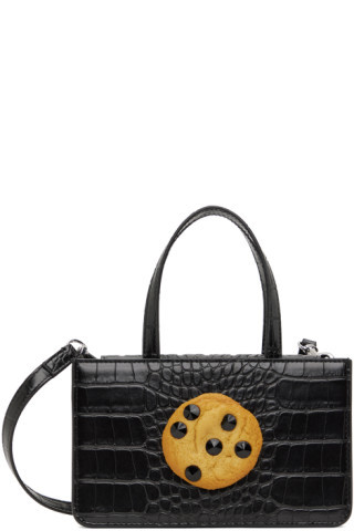 Black Small Faux Croc Jewel Cookie Bag | SSENSE