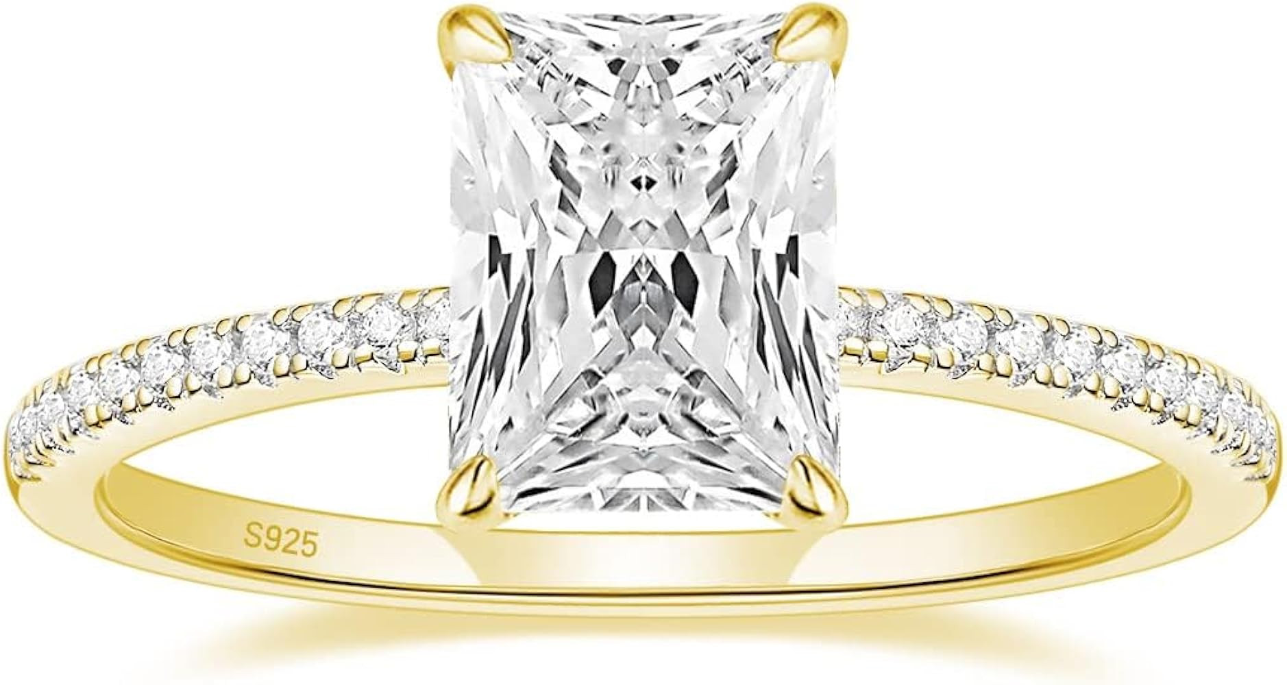EAMTI 1/2/3/4CT 925 Sterling Silver Engagement Rings Radiant Cut Solitaire Cubic Zirconia CZ Wedd... | Amazon (US)
