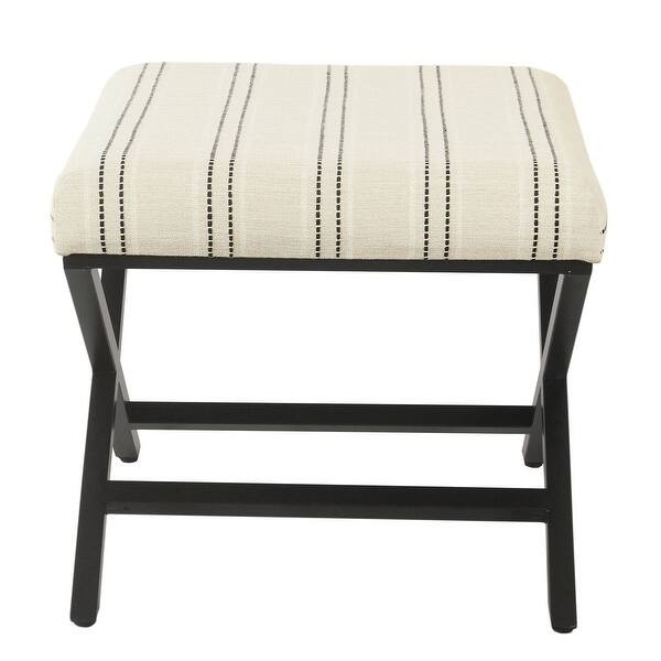 Porch & Den Boucher Modern Metal X-base Square Ottoman - Black and White Stripe | Bed Bath & Beyond
