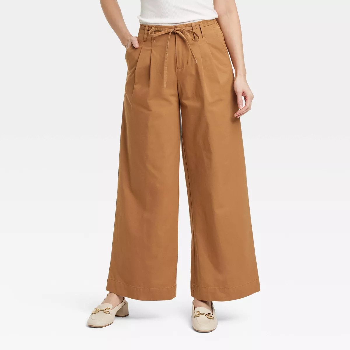 Women's High-Rise Wide Leg Chino Pants - A New Day™ Green 4 | Target