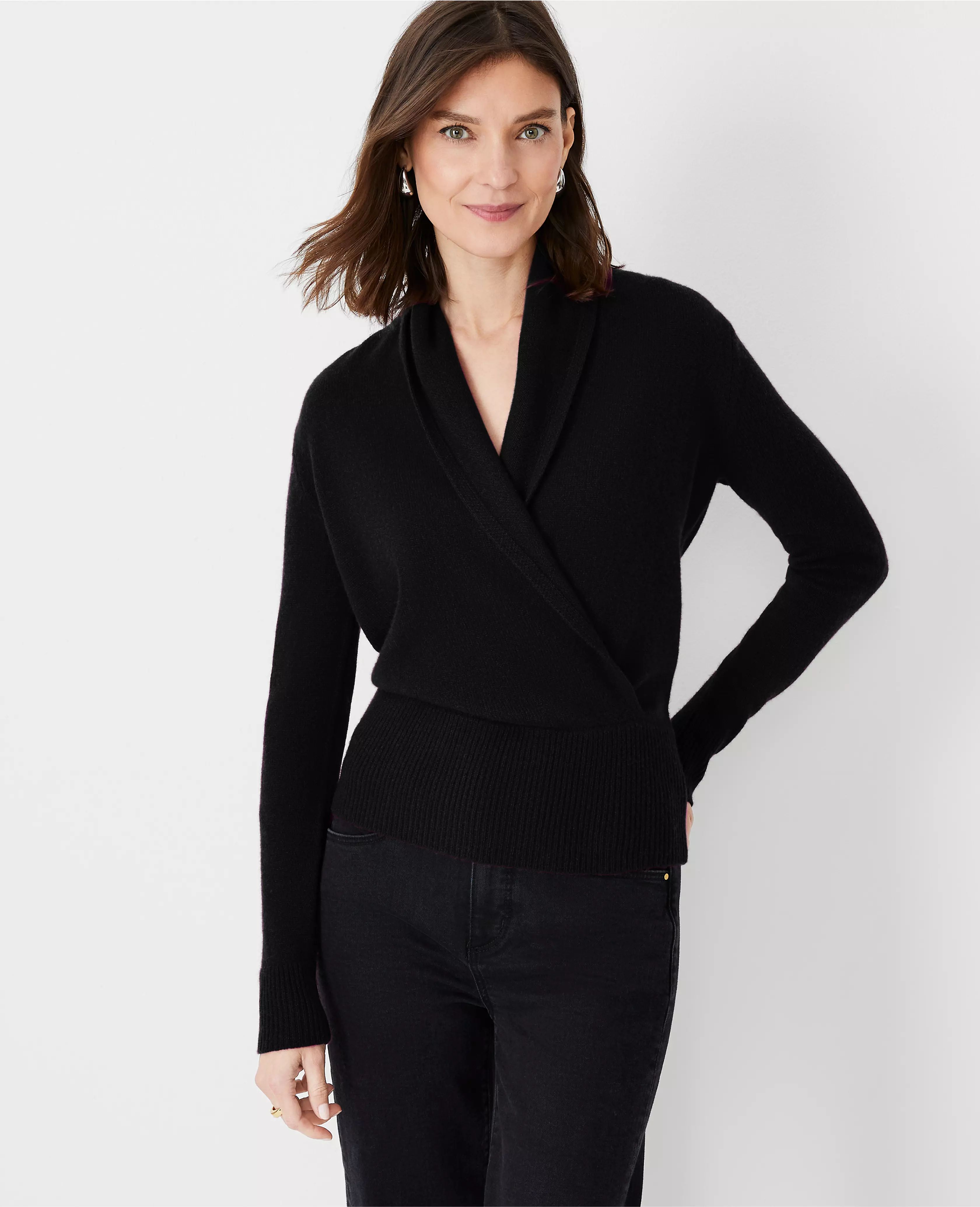 Cashmere Shawl Collar Wrap Sweater | Ann Taylor (US)