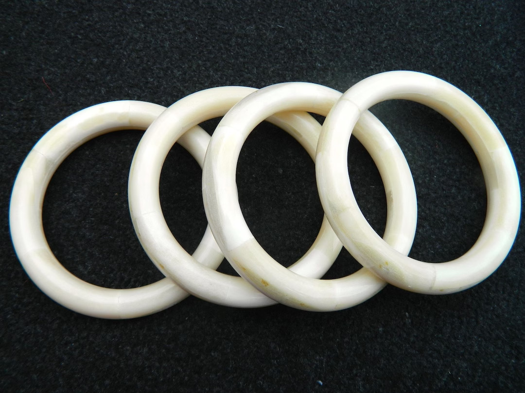 Bone Bangle Bracelets Smooth Beautiful Purely Handmade Natural White Bone Bangle Jewelry Vintage ... | Etsy (US)