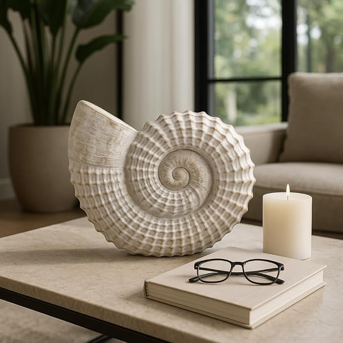 Decorative Woven Seashell Sculpture Statue - Home Decor Ornament for Bathroom, Office, Room, and ... | Amazon (US)