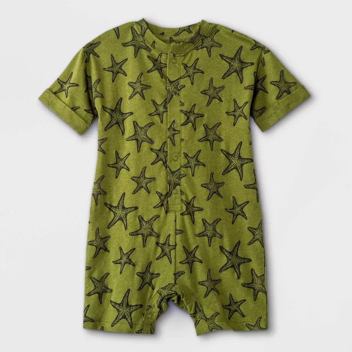 Grayson Mini Baby Boys' Starfish Short Sleeve Romper - Green | Target