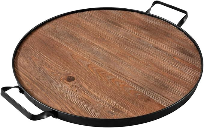 Thirteen Chefs Wine Barrel Inspired Serving Tray and Charcuterie Board with Handles, 20" Round Wo... | Amazon (US)
