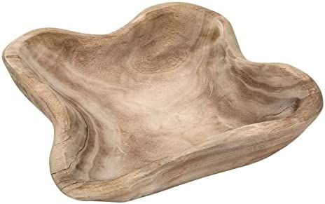 Square Wavy Live Edge Wooden Dough Bowl for Decor 10"L Medium Natural Root Wood Hand Carved Decor... | Amazon (US)