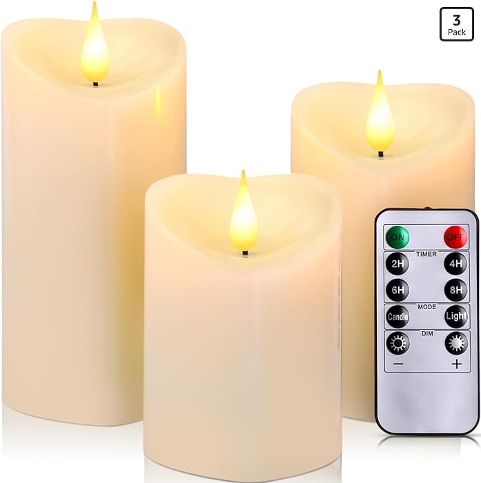Retisee 3 PCS Valentine's Day Heart Pillar Candle - 4" 5" 6" LED Battery Operated Flameless Candl... | Amazon (US)