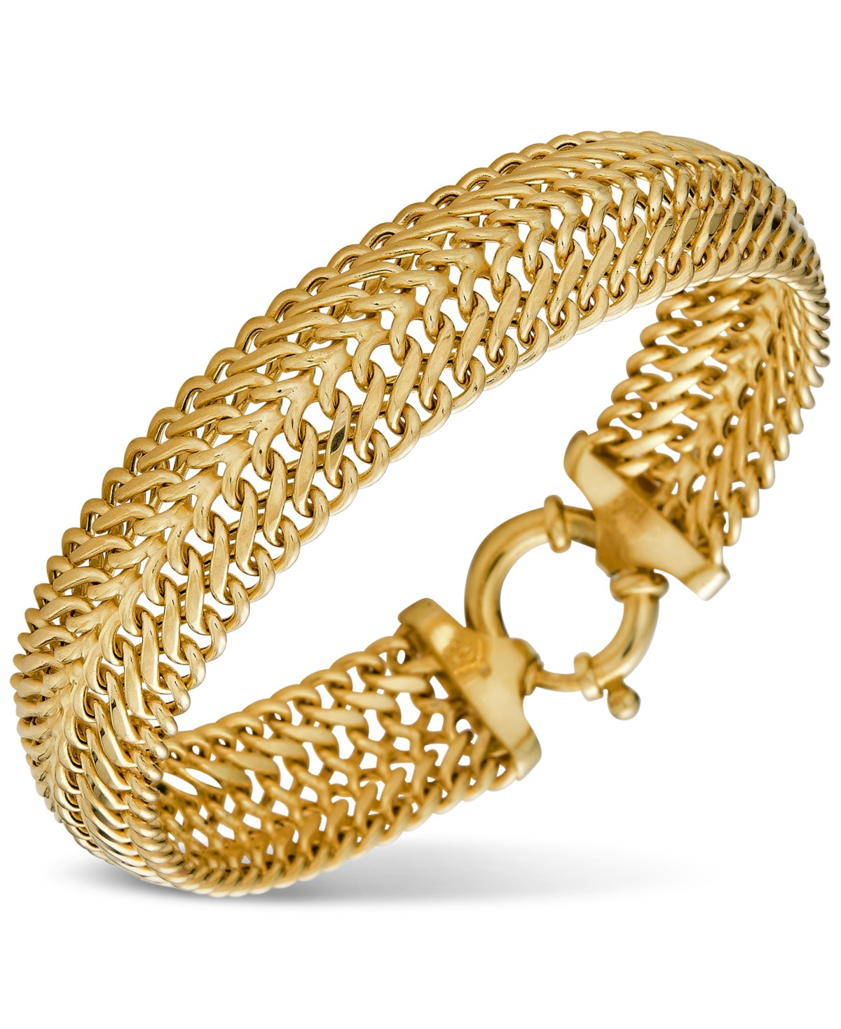 Woven Link Wide Chain Bracelet in 10k Gold - Yellow Gold | Macy's