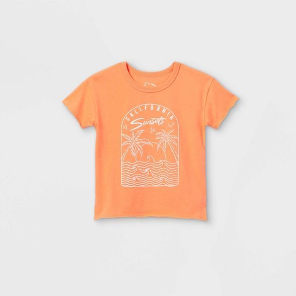 Toddler Palm Trees Short Sleeve T-Shirt - art class™ Orange | Target