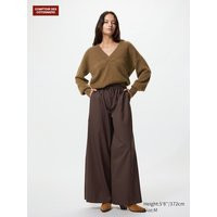 Uniqlo - Pantalon Large En Laine - Marron Foncé - L | Uniqlo FR